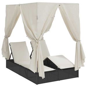 vidaXL Tv&iacute;buras&oacute;lars&aelig;ngur Heitur hv&iacute;tur 205 x 129 x 200 cm p&oacute;l&yacute;rattan