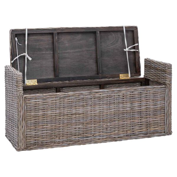vidaXL Geymslubekkur me&eth; p&uacute;&eth;i me&eth; geymslu Gr&aacute;r 110 x 40 x 50 cm Rattan