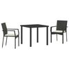 vidaXL Gar&eth;ur bor&eth;sett me&eth; p&uacute;&eth;i 3 pcs Svartur p&oacute;l&yacute;rattan