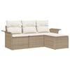 vidaXL S&oacute;fasett me&eth; p&uacute;&eth;i 4 pcs Drapplita&eth;ur p&oacute;l&yacute;rattan