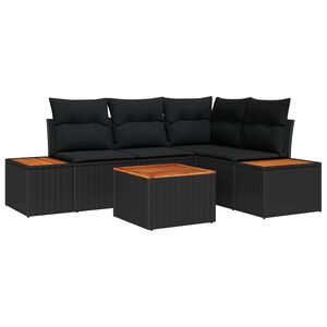 vidaXL Gar&eth;s&oacute;fa sett me&eth; p&uacute;&eth;i me&eth; geymslu 4 pcs Svartur P&oacute;l&yacute;rattan