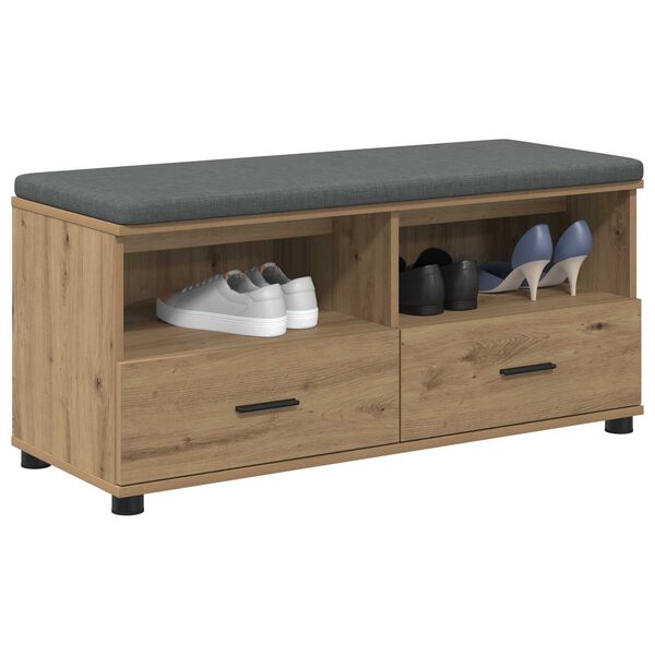 vidaXL Hallarbekk me&eth; p&uacute;&eth;i me&eth; sk&uacute;ffu Artisan Eik 100 x 38 x 46 cm