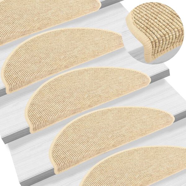 vidaXL Stigamottur 15 stk 65x21x4 cm lj&oacute;sbeige h&aacute;lfhringlaga st&oacute;rar