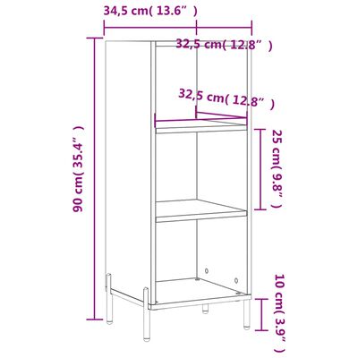 vidaXL Skenkur Brúnn Eikarlitur 34,5x32,5x90 cm Samsettur Viður