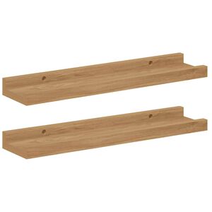 vidaXL Vegghylla me&eth; hillu 2 pcs Br&uacute;nn 40 x 9 x 3 cm Samsettur vi&eth;ur