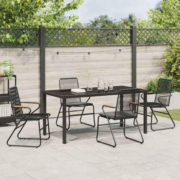 vidaXL Garður borðsett 5 pcs Svartur PVC rattan