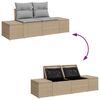 vidaXL Gar&eth;s&oacute;fa sett me&eth; geymslu 3 pcs Beige og lj&oacute;sgr&aacute;r p&oacute;l&yacute;rattan