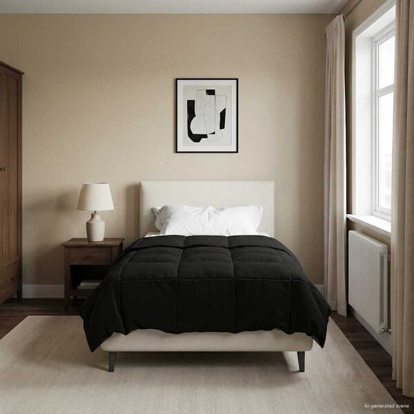 vidaXL Vetrar s&aelig;ng S&iacute;&eth;la&eth; Svartur 140 x 220 cm M&iacute;kr&oacute;f&iacute;ber