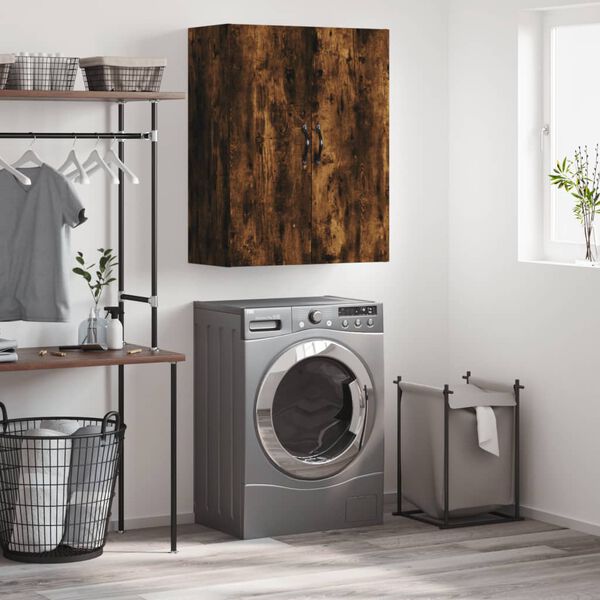 vidaXL Veggsk&aacute;pur Reykt&oacute;na Eikarlitur 69,5x34x90 cm Samsettur Vi&eth;ur