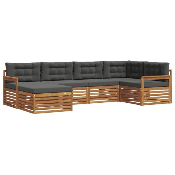 vidaXL &Uacute;ti s&oacute;fasett me&eth; p&uacute;&eth;i 6 pcs N&aacute;tt&uacute;rulegt og Antrac&iacute;t