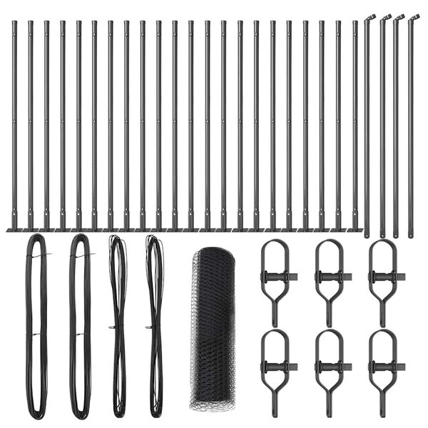 vidaXL Gir&eth;ingarp&oacute;stur Gr&aacute;r 50 x 0,8 m (25 mm net) St&aacute;l og PVC