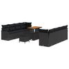 vidaXL Gar&eth;s&oacute;fa sett me&eth; p&uacute;&eth;i 11 pcs Svartur p&oacute;l&yacute;rattan