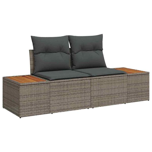 vidaXL Gar&eth;s&oacute;fa sett me&eth; kodda 8 pcs Gr&aacute;r Poly rattan