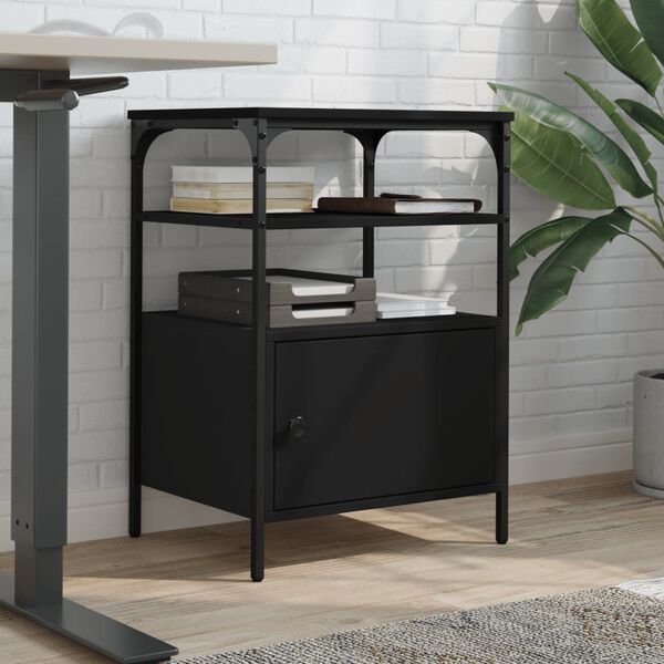 vidaXL Prentarastandur 3 hæða Svartur 50x40x76 cm Samsettur viður