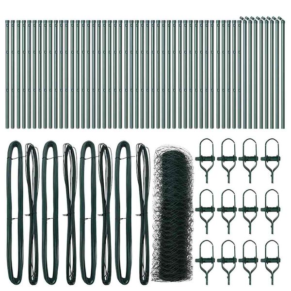 vidaXL Gir&eth;ingarp&oacute;stur Gr&aelig;nn 100 x 0,5 m (36 mm net) St&aacute;l og PVC