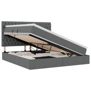 vidaXL R&uacute;m me&eth; geymslur&yacute;mi og d&yacute;nu D&ouml;kk gr&aacute; 180 x 200 cm P&oacute;l&yacute;ester