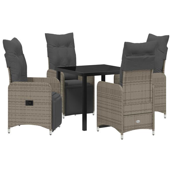 vidaXL Gar&eth;ur bor&eth;sett me&eth; p&uacute;&eth;i 5 pcs Drapplita&eth;ur Poly rattan