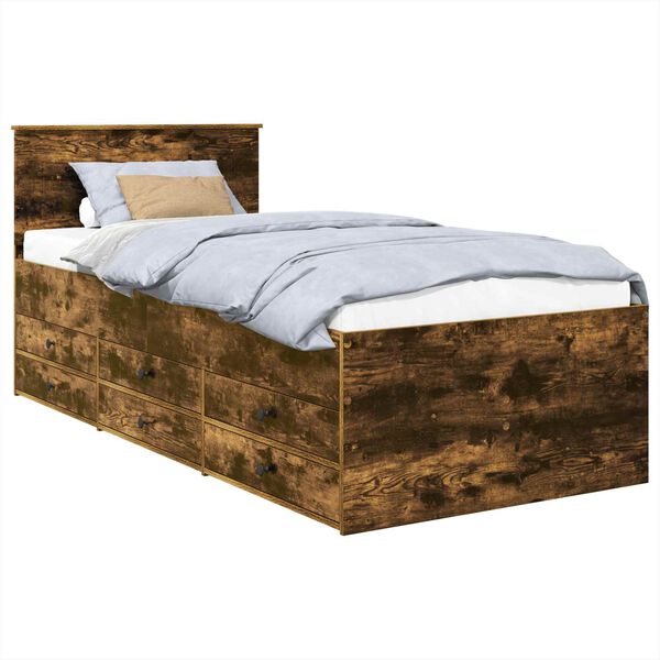 vidaXL Dey&eth;faram Reykta eik og svart 100 x 200 cm Samsettur vi&eth;ur