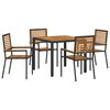 vidaXL Gar&eth;ur bor&eth;sett 5 pcs Svartur og br&uacute;nn p&oacute;l&yacute;rattan