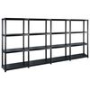 vidaXL Geymsluhilla Silfur 4 Hillur Sv&ouml;rt 244x30,5x130 cm Plast