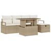 vidaXL Gar&eth;s&oacute;fa sett me&eth; p&uacute;&eth;i 6 pcs Drapplita&eth;ur Poly rattan