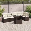 vidaXL Garðsófa sett með púði 7 pcs Brúnn Poly rattan