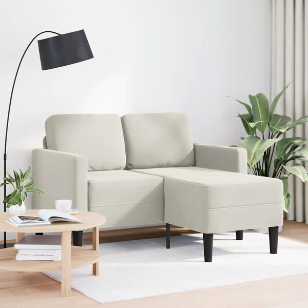 vidaXL 2ja s&aelig;ta s&oacute;fi me&eth; legubekk L-laga kremi 125 cm flauel