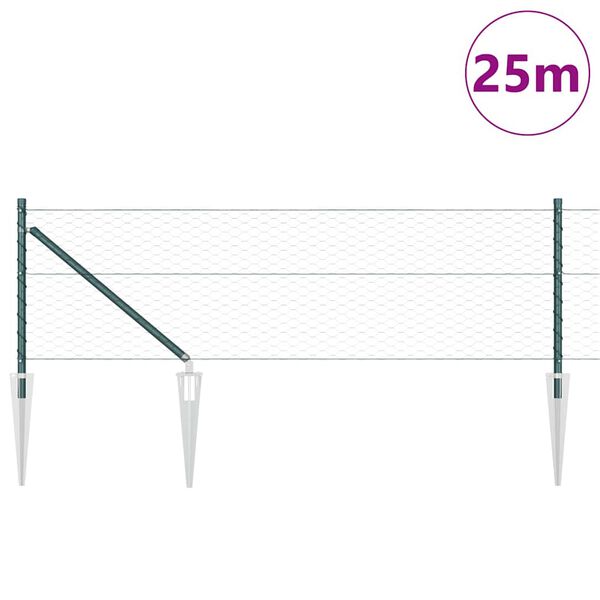 vidaXL Girðingarpóstur Grænn 25 x 0,6 m (36 mm net) Stál og PVC