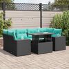 vidaXL 7 stykki gar&eth;s&oacute;fasett me&eth; p&uacute;&eth;um Black Poly Rattan Acacia