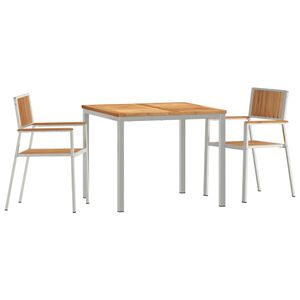 vidaXL Utandyra m&aacute;lt&iacute;fusett 3 pcs Br&uacute;nn Solid teak vi&eth;ur