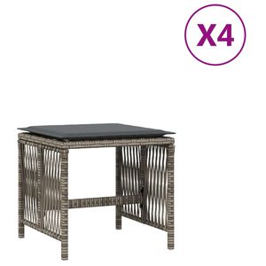 vidaXL Gar&eth;kollar Me&eth; Sessum 4 stk. 41x41x36 cm P&oacute;l&yacute;rattan Gr&aacute;r