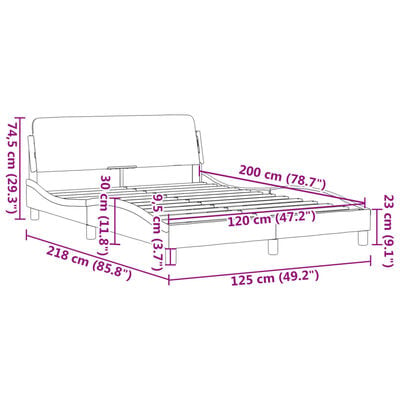 vidaXL Rúmgrind með Höfuðgafli Hvít og Svört 120x200 cm Gervileður