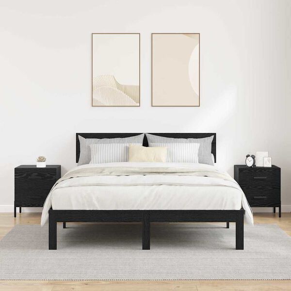 vidaXL Noat&ouml;flu sk&aacute;pur me&eth; sk&uacute;ffu 2 pcs Svartur Eik 40 x 35 x 47,5 cm