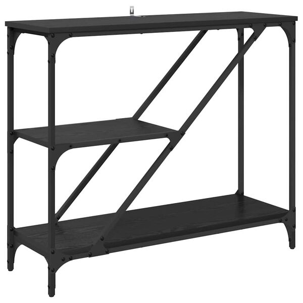 vidaXL Veggbor&eth; Svartur Eik 88,5 x 30 x 75 cm Samsettur vi&eth;ur