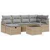vidaXL S&oacute;fasett me&eth; p&uacute;&eth;i 7 pcs Beige og lj&oacute;sgr&aacute;r p&oacute;l&yacute;rattan