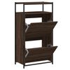vidaXL Sk&oacute;sk&aacute;pur Br&uacute;nn Eikarlitur 60x34x112 cm Samsettur Vi&eth;ur