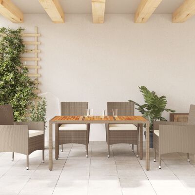 vidaXL Garðborð Drappað 150x90x75 cm Pólýrattan og Akasía