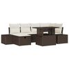 vidaXL Gar&eth;s&oacute;fa sett me&eth; p&uacute;&eth;i me&eth; geymslu 7 pcs Br&uacute;nn Poly rattan