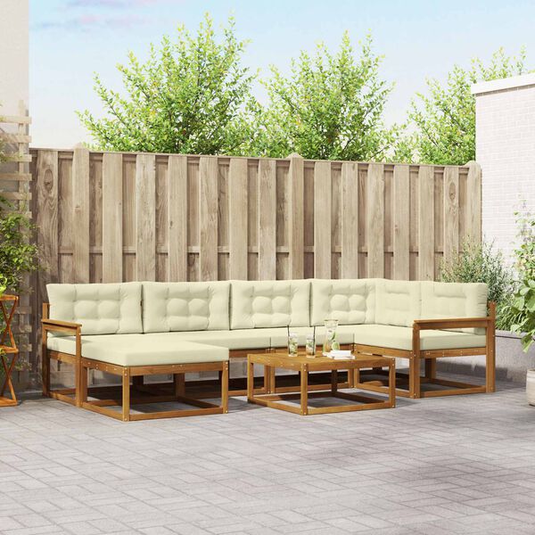 vidaXL &Uacute;ti s&oacute;fasett me&eth; p&uacute;&eth;i 7 pcs N&aacute;tt&uacute;rulegt og Krem