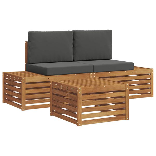 vidaXL &Uacute;ti s&oacute;fasett me&eth; p&uacute;&eth;i 3 Stykki N&aacute;tt&uacute;rulegt og Antrac&iacute;t