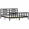 vidaXL R&uacute;mgrind me&eth; H&ouml;fu&eth;gafli Svartur 200x200 cm Gegnheill Vi&eth;ur