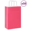 vidaXL Papp&iacute;rspokar 50 stk me&eth; Handf&ouml;ngum Bleik 21x11x31 cm
