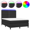 vidaXL H&oacute;lfa&eth; Springr&uacute;m me&eth; D&yacute;nu&LED Sv&ouml;rt 140x200 cm Gervile&eth;ur