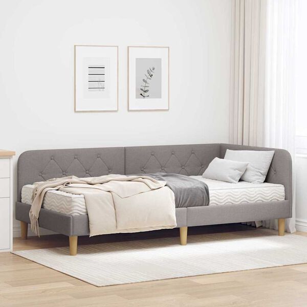 vidaXL Hornr&uacute;m ramma me&eth; d&yacute;nu me&eth; h&ouml;fu&eth;gafl M&oacute;gr&aacute;r 90 x 190 cm d&uacute;kur