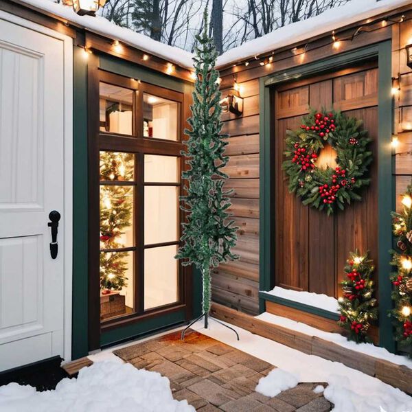 vidaXL Strýtulaga Hálft Gervijólatré með Standi Grænt 240 cm