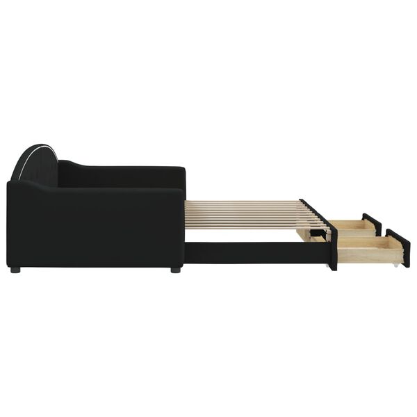 vidaXL Svefns&oacute;fi me&eth; Hj&oacute;lapl&ouml;tu og Sk&uacute;ffum Svartur 100x200 cm Efni