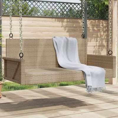 vidaXL Rólubekkur Drapplituð 119x56x48 cm Pólýrattan