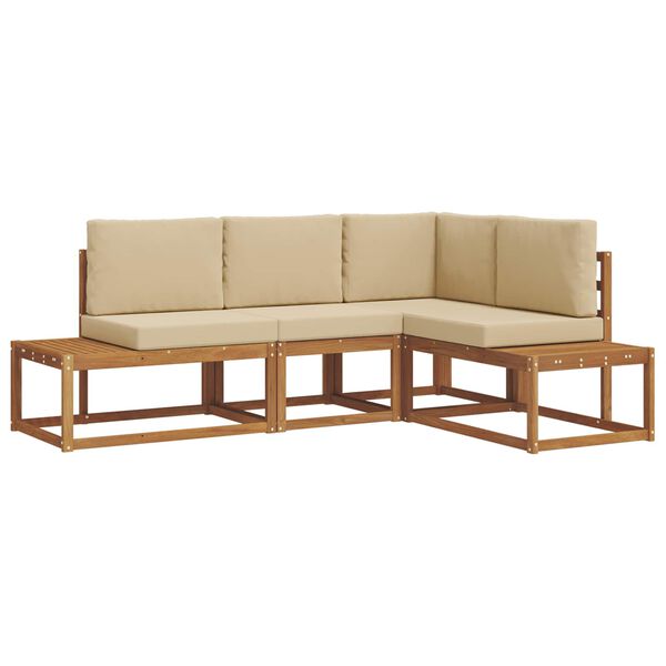 vidaXL &Uacute;ti s&oacute;fasett me&eth; p&uacute;&eth;i 4 Stykki N&aacute;tt&uacute;rulegt og B&eacute;ig