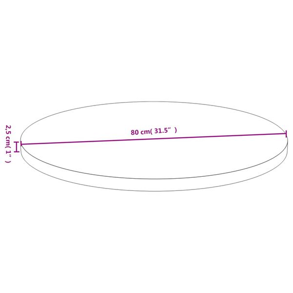 vidaXL Borðplata Ø80x2,5 cm Bambus