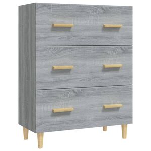 vidaXL Skenkur Gr&aacute;r Sonoma Eik 70x34x90 cm Samsettur Vi&eth;ur